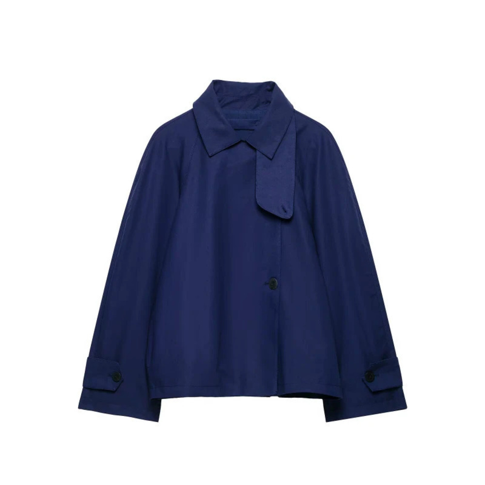ZARA British Style High Neck Short Flared Trench Coat